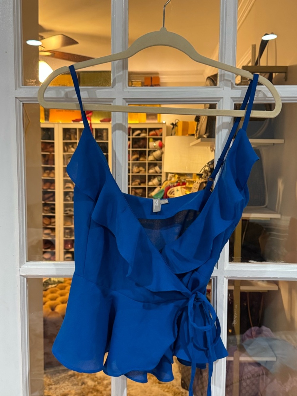🔹🌀 ASOS Cobalt Blue Ruffle Wrap Cami 🌀🔹 - Picture 3 of 5